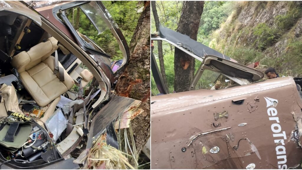 A helicopter crash near Kedarnath, Uttarakhand, claimed six lives, including the pilot and passengers. The crash occurred around 8:45 AM in a rugged section of the Rishikesh-Gangotri National Highway, with the helicopter plunging 200–250 meters down a steep gorge. The tragic incident has raised concerns about air safety in the region, and authorities have launched an investigation to determine the cause. Rescue operations are underway as officials assess the impact on the local community and the risks associated with high-altitude helicopter flights.