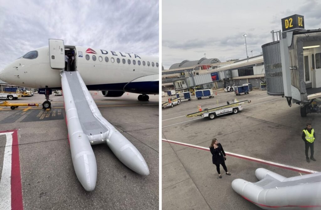 Pittsburgh, United States: A Delta Air Lines flight bound for Salt Lake City was delayed for nearly four hours after a flight attendant accidentally deployed an emergency slide while the aircraft was still parked at Pittsburgh International Airport, triggering operational chaos and losses estimated $70,000 in damage. The incident occurred aboard Delta Flight 3248, operated on behalf of Delta Connection. As passengers were preparing for departure, a flight attendant inadvertently activated the emergency evacuation slide at the front left-hand door (1L), which was still attached to the jet bridge. The inflated slide obstructed the boarding area and forced the airline to halt operations on the aircraft. No injuries were reported, but the sudden deployment caused significant logistical disruption. The aircraft, scheduled to depart for Salt Lake City, was grounded for maintenance inspection and slide reinstallation, resulting in missed connections for multiple passengers. Delta Airlines provided hotel accommodations and alternate flight arrangements for affected travelers. Aviation analysts noted that even though such events are rare, they are costly. The repacking or replacement of an emergency slide can cost upwards of $20,000, while additional expenses including passenger compensation, crew repositioning, and cascading flight delays pushed the total financial impact $70,000 in damage. The flight attendant involved, reportedly a 26-year veteran of the airline, described the incident as a first in his career. Delta Air Lines confirmed the event and emphasized that it is conducting an internal review to determine the sequence of procedural lapses that led to the deployment. The Federal Aviation Administration (FAA) has not issued an official statement, such cases are typically reviewed internally by the airline under FAA oversight to ensure corrective measures and retraining where necessary. Pittsburgh, United States: A Delta Air Lines flight bound for Salt Lake City was delayed for nearly four hours after a flight attendant accidentally deployed an emergency slide while the aircraft was still parked at Pittsburgh International Airport, triggering operational chaos and losses estimated $70,000 in damage. The incident occurred aboard Delta Flight 3248, operated on behalf of Delta Connection. As passengers were preparing for departure, a flight attendant inadvertently activated the emergency evacuation slide at the front left-hand door (1L), which was still attached to the jet bridge. The inflated slide obstructed the boarding area and forced the airline to halt operations on the aircraft. No injuries were reported, but the sudden deployment caused significant logistical disruption. The aircraft, scheduled to depart for Salt Lake City, was grounded for maintenance inspection and slide reinstallation, resulting in missed connections for multiple passengers. Delta Airlines provided hotel accommodations and alternate flight arrangements for affected travelers. Aviation analysts noted that even though such events are rare, they are costly. The repacking or replacement of an emergency slide can cost upwards of $20,000, while additional expenses including passenger compensation, crew repositioning, and cascading flight delays pushed the total financial impact $70,000 in damage. The flight attendant involved, reportedly a 26-year veteran of the airline, described the incident as a first in his career. Delta Air Lines confirmed the event and emphasized that it is conducting an internal review to determine the sequence of procedural lapses that led to the deployment. The Federal Aviation Administration (FAA) has not issued an official statement, such cases are typically reviewed internally by the airline under FAA oversight to ensure corrective measures and retraining where necessary.