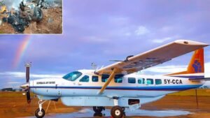 Kenya, Africa: A light aircraft carrying 12 people, including foreign tourists, crashed on Tuesday morning in a hilly, forested area of Kwale County, Kenya, while en route from Diani to the Maasai Mara National Reserve. The Kenya Civil Aviation Authority (KCAA) has confirmed the aircraft had 12 occupants on board. According to a statement released by the KCAA, “The aircraft had 12 persons on board.” The regulator said emergency response teams and investigators from various government agencies have been dispatched to the scene to assess the situation and determine the cause of the crash. “Investigations are underway to establish the circumstances surrounding the accident,” the Authority added. Later Mombasa Air Safari chairman John Cleave confirmed the tragic accident, stating that the aircraft had 11 passengers: eight Hungarians, two Germans along with a Kenyan captain. “Sadly, there are no survivors,” he said in an official statement. Cleave added that the airline had activated its emergency response team and was working closely with local authorities. “Our hearts and prayers are with all those affected by this heartbreaking tragedy,” the statement concluded. The aircraft, believed to be a Cessna Caravan registered 5Y-CCA and operated by Mombasa Air Safari, reportedly went down around 40 kilometers from Diani Airstrip shortly after take-off. Local witnesses described hearing a loud explosion before discovering wreckage engulfed in flames on a remote hillside near the village of Vuga. Photographs from the crash site show burnt remains of the fuselage scattered in dense vegetation. Local police and rescue teams reached the area hours later, with early reports indicating that there were no signs of survivors. Most of the occupants were foreign tourists heading to the Maasai Mara for a safari holiday. KCAA officials said the aircraft was on a scheduled charter flight to Kichwa Tembo Airstrip in the Maasai Mara, a popular tourist destination. Adverse weather and low visibility have been cited by local sources as possible contributing factors, although investigators have yet to confirm the cause. “The government is working closely with KCAA, the Kenya Airports Authority, and local law enforcement to manage the situation,” a Kwale County official said. Authorities are expected to issue a comprehensive statement once recovery operations and identification processes conclude.