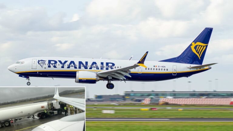 Edinburgh, United Kingdom: A Ryanair passenger aircraft bound for Faro, Portugal, was evacuated on Monday morning after its wingtip struck a fuel truck while taxiing for departure at Edinburgh Airport. The incident occurred at approximately 10:00 a.m. local time, prompting immediate safety procedures and a temporary disruption for travellers on board. The flight, operating as FR5667 on a Boeing 737 MAX 8‑200, was preparing to depart when the collision with a truck cab occurred. No injuries were reported, and airport operations continued with minimal interruption, airport officials confirmed. Passengers were asked to disembark from the aircraft as a precautionary measure. A spokesperson from Ryanair said the aircraft’s wing tip made contact with the cab of a fuel truck during low‑speed taxiing and that travellers “disembarked normally.” A replacement aircraft was provided to complete the service to Faro, departing later in the afternoon. Emergency services were mobilised following the incident, with the Scottish Fire and Rescue Service attending after being alerted. Firefighters were placed on standby but no fire broke out, and the response was stood down after initial assessments. One passenger told, it was a frightening moment but noted that the aircraft was moving at slow speed, which contributed to the lack of injuries. Airport representatives confirmed there was no significant impact on broader flight schedules. After disembarking, passengers were accommodated with small vouchers while they awaited the replacement aircraft. Flight tracking data indicated the delayed service eventually departed around 12:15 p.m., approximately two hours after its originally scheduled departure time. Edinburgh Airport reiterated that safety protocols were followed and that operations remained largely unaffected by the ground collision. Investigations into the precise sequence of events and contributing factors are underway by the relevant authorities, including airport ground operations and airline officials.