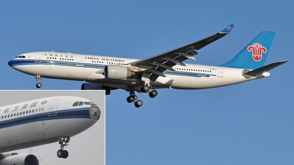 China Southern A330 Jet Hit By A Bird Strike, Loses Nose Radome After Shanghai Takeoff SEO DES: Impact hit the radome, tearing it off; images show exposed radar dish with nose parts missing or hanging loose, showing the severity of the strike SOCIAL: A China Southern A330 suffered a severe bird strike after takeoff from Shanghai on March 21, 2026, losing its nose radome and forcing an emergency return. The crew declared an emergency, held at low altitude, and landed safely with no injuries. Passengers were rebooked as the aircraft was withdrawn for inspection, causing temporary disruption. The impact likely involved a large bird or flock during the critical climb phase, causing extensive nose damage. The incident highlights the risks of bird strikes despite established aviation safety measures. Image: Jules Meulemans (Wikimedia) Shanghai, China: A China Southern Airlines Airbus A330 was forced to make an emergency return shortly after departure from Shanghai following a dramatic bird strike that caused extensive damage to the aircraft’s nose section. The incident occurred on March 21, 2026, involving flight CZ3554, which had departed from Shanghai Hongqiao International Airport bound for Shenzhen. The widebody aircraft, identified as an Airbus A330-343 (registration B-1062), encountered a bird strike during its initial climb, leading to the near-total loss of its nose and radome, the protective structure housing the aircraft’s weather radar. According to flight data and multiple reports, the aircraft struck either a large bird or a flock shortly after takeoff, at a relatively low altitude during a critical phase of flight. The impact was concentrated on the radome, a composite component designed to be lightweight and radar-transparent, which was severely compromised and largely torn away. Images circulating online showed the aircraft on the ground with its radar dish fully exposed and sections of the radome missing or hanging loose, showcasing the intensity of the impact. Following the strike, the flight crew halted the climb and initiated standard emergency procedures. The pilots declared an emergency with air traffic control and executed an air turn-back, opting to return to Shanghai rather than continue the flight to Shenzhen. Flight tracking data indicates the aircraft maintained a relatively low altitude before entering a holding pattern near the departure airport. It subsequently landed safely at Shanghai Hongqiao at approximately 10:45 AM local time, with no reported injuries among passengers or crew. All passengers and crew disembarked safely after landing. China Southern Airlines activated its emergency response procedures, arranging alternative travel for affected passengers, including a replacement aircraft to continue the journey to Shenzhen later the same day. The incident caused temporary disruption at Shanghai Hongqiao Airport, requiring operational adjustments as the damaged aircraft was removed from service for inspection and repairs.