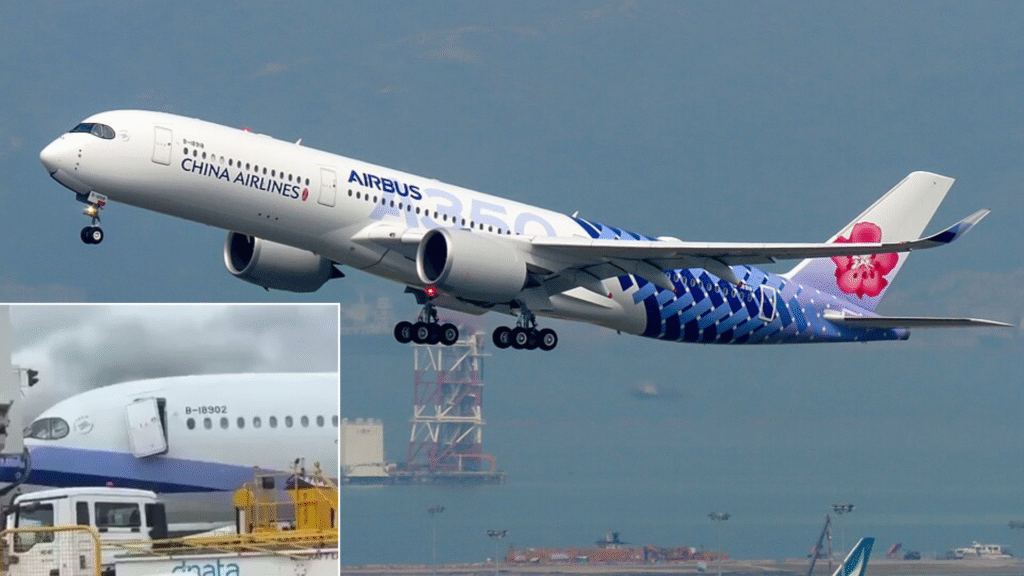 Melbourne, Australia: A China Airlines Airbus A350-900 has been grounded in Melbourne following a rare ground-handling incident that resulted in significant structural damage to the aircraft’s forward passenger door during post-arrival operations. The aircraft, registered B-18902 and operating flight CI57 from Taipei, had completed its journey and arrived in Melbourne on April 14 when the incident occurred at the gate. The aircraft unexpectedly rolled backward while still connected to the jet bridge, causing the forward left (L1) door to be partially torn from its hinges and inflicting substantial damage to the aerobridge. All passengers and crew had already disembarked at the time, and no injuries were reported. Initial findings indicate that the aircraft’s unintended movement while docked led to stress on the door assembly and surrounding fuselage structure. The force of the movement caused the jet bridge to remain fixed while the aircraft shifted, resulting in the door being pulled out of alignment and damaged at the hinge points. Such damage is considered serious, as passenger doors form part of the aircraft’s pressurized structure and require extensive inspection and certified repairs before returning to service. Australia’s aviation safety authority has launched an investigation into the occurrence, focusing on ground-handling procedures, equipment usage, and potential human factors that may have contributed to the aircraft’s movement. The cause of the accident is yet to be confirmed, although initial reports suggest that the chocks had not been placed correctly in front of and behind the tires of the massive widebody aircraft. It’s believed the aircraft started to roll back with the forward left-hand door still open, causing the door to come into contact with the jetbridge and badly damaging it. The affected aircraft remains out of service in Melbourne pending repairs and safety clearance. The temporary loss of the widebody jet is expected to have a limited but notable impact on China Airlines’ long-haul scheduling, particularly on routes connecting Asia with Australia and beyond. The Airbus A350-900 forms a key part of the airline’s long-haul fleet, supporting premium international routes across Europe, North America, and Oceania.