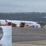 Palma de Mallorca, Spain: An Air Europa Boeing 737-800 suffered a landing incident at Palma de Mallorca Airport after an earlier bird strike reportedly damaged the aircraft’s nose landing gear steering system, leading to initial findings that claimed the jet had “lost a wheel” during landing. The incident occurred on May 8 during Air Europa flight UX6079 from Madrid to Palma de Mallorca. The aircraft involved has been identified as a Boeing 737-800 registered EC-MPG. The aircraft sustained a bird strike while on approach to Runway 06L at Palma Airport. The strike reportedly damaged the nose gear steering mechanism before touchdown. The touchdown itself initially appeared normal. However, during the rollout phase, the aircraft gradually veered to the right before exiting the runway area at low speed and coming to a stop near a high-speed turnoff. Early local media reports stated that one of the landing gear wheels detached during landing, with photographs showing the aircraft leaning to one side on the runway surrounded by emergency vehicles. The visible wheel and tyre damage was likely a consequence of the earlier bird-strike-related steering failure rather than an independent mechanical wheel failure. However, authorities have not yet released an official technical conclusion, and the exact sequence of damage remains under investigation. Emergency services responded immediately after the aircraft came to a stop. Passengers were temporarily unable to disembark normally while firefighters and ground personnel secured the aircraft. No injuries were reported among passengers or crew. Several prominent figures from Mallorca’s tourism industry were reportedly onboard the flight after attending an event in Madrid, according to local Spanish media. The aircraft remained grounded for several hours while maintenance inspections were carried out. The aircraft subsequently returned to service after repairs and inspections were completed.