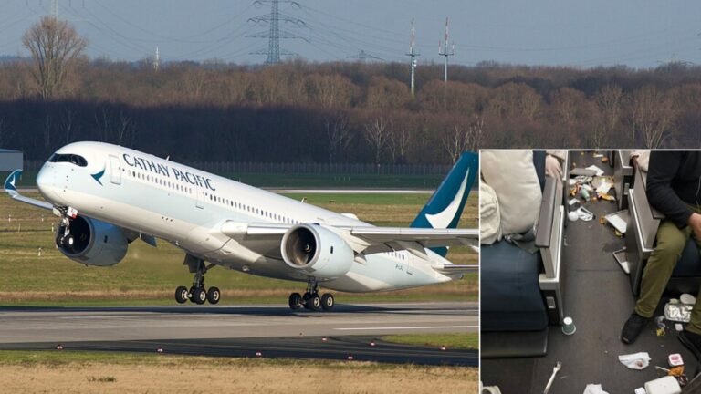 Hong Kong, China: A Cathay Pacific Airbus A350-900 operating flight CX156 from Brisbane to Hong Kong encountered severe turbulence during the early hours of May 23, injuring 10 people and forcing emergency medical assistance upon arrival at Hong Kong International Airport. The aircraft, identified as an Airbus A350-941 registered B-LRV, departed Brisbane shortly after midnight and was approximately two hours from landing in Hong Kong when the turbulence struck unexpectedly during breakfast service in the economy cabin. Cathay Pacific confirmed that six cabin crew members and four passengers sustained injuries in the incident. Eight of them were later transported to hospitals in Hong Kong for further medical treatment and observation after the aircraft landed safely at approximately 6:45 a.m. local time, a Cathay spokesman said. Passengers onboard described scenes of panic as the aircraft suddenly dropped in altitude for several seconds. One traveler compared the experience to “free-falling from a drop tower,” while others reported hearing screams throughout the cabin as unsecured items, food trays, coffee cups and mobile phones were thrown into the air. The turbulence reportedly occurred without prior warning while cabin crew were actively serving meals in the aisles, leaving many passengers and crew unrestrained at the time of impact. Several overhead lockers reportedly opened during the violent jolts, while food carts overturned and cabin debris scattered across the aircraft interior. Some reports also indicated that oxygen masks deployed in parts of the cabin following the sudden movement. Photographs circulating on social media after the incident showed extensive cabin disruption, including food-covered aisles, damaged service equipment and scattered personal belongings. One injured flight attendant was reportedly seen being transported in a neck brace after landing. Several passengers said the turbulence appeared to originate from an unexpected weather system or thunderstorm activity encountered during night operations. One passenger said there had been no seatbelt warning prior to the event and speculated that a storm cell may not have been visible on radar in the darkness. However, aviation observers and later reports suggested the aircraft may have encountered severe clear-air turbulence, which can occur suddenly without visible cloud formations or advanced warning to pilots. Medical professionals traveling onboard reportedly assisted injured passengers and crew members for the remainder of the flight until emergency responders boarded the aircraft in Hong Kong. Airport medical teams and ambulances had been placed on standby before arrival after authorities were informed of the turbulence event. Cathay Pacific said the affected passengers and crew received immediate care following the landing and stated that safety remains the airline’s highest priority. The carrier added that it would continue providing assistance to those injured.