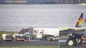 Tokyo, Japan: A Skymark Airlines Boeing 737 operating a domestic flight from Tokyo’s Haneda Airport to Fukuoka made an emergency return on Monday after the crew detected a landing gear tire abnormality mid-flight, later confirmed to involve a ruptured tire, according to Japan’s transport ministry and airline officials. The aircraft, carrying 169 passengers and crew, departed Haneda shortly after 3 p.m. local time and proceeded normally for nearly two hours before the flight crew identified a technical issue related to the landing gear system. Following standard safety procedures, the pilots declared an emergency and initiated a precautionary return to Haneda Airport. The aircraft landed safely back at Haneda without any injuries reported among passengers or crew members. The airline confirmed that all onboard remained safe throughout the incident and that the situation was handled in line with established emergency protocols. After landing, inspections conducted by airport authorities and Japan’s Ministry of Land, Infrastructure, Transport and Tourism confirmed that one of the aircraft’s tires had ruptured. Officials have not yet determined whether the damage occurred during takeoff, in-flight, or during landing gear operation after departure. Following the emergency landing, Haneda Airport temporarily closed Runway C to conduct safety inspections and remove any possible debris or rubber residue. The runway was later reopened at around 7:40 p.m. local time after checks confirmed safe operating conditions and no structural damage. Skymark Airlines operates a major domestic network from Haneda, connecting key cities across Japan, including Fukuoka, Sapporo, and Okinawa. The airline has not reported any further operational disruptions related to the incident, though the aircraft will undergo a detailed technical inspection before returning to service. Authorities are continuing to review the cause of the tire rupture as part of standard post-incident safety procedures.
